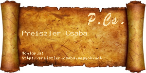 Preiszler Csaba névjegykártya